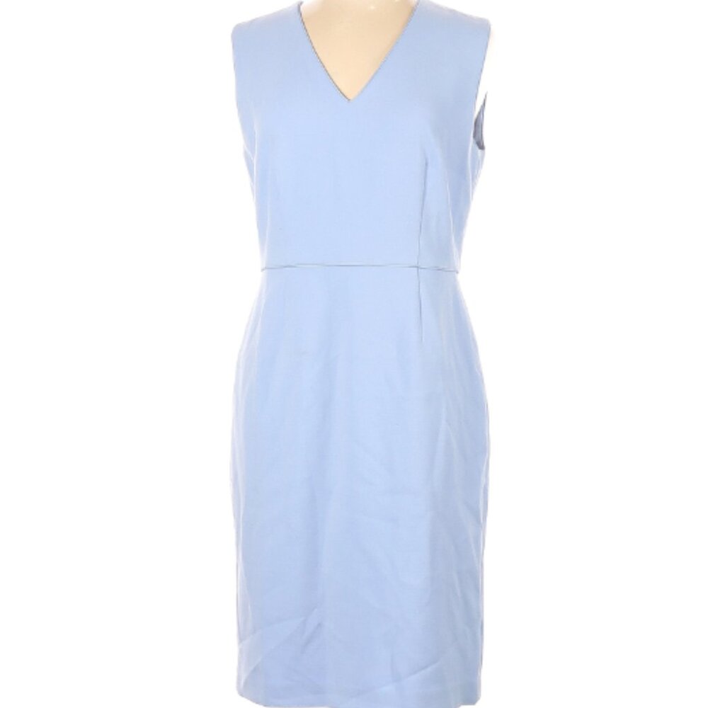 Ann Taylor factory Blue vneck Dress sleevels 10 large baby ATF